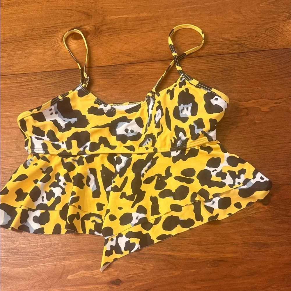 SHEIN Yellow and Black Leopard Print Swim Top just the top